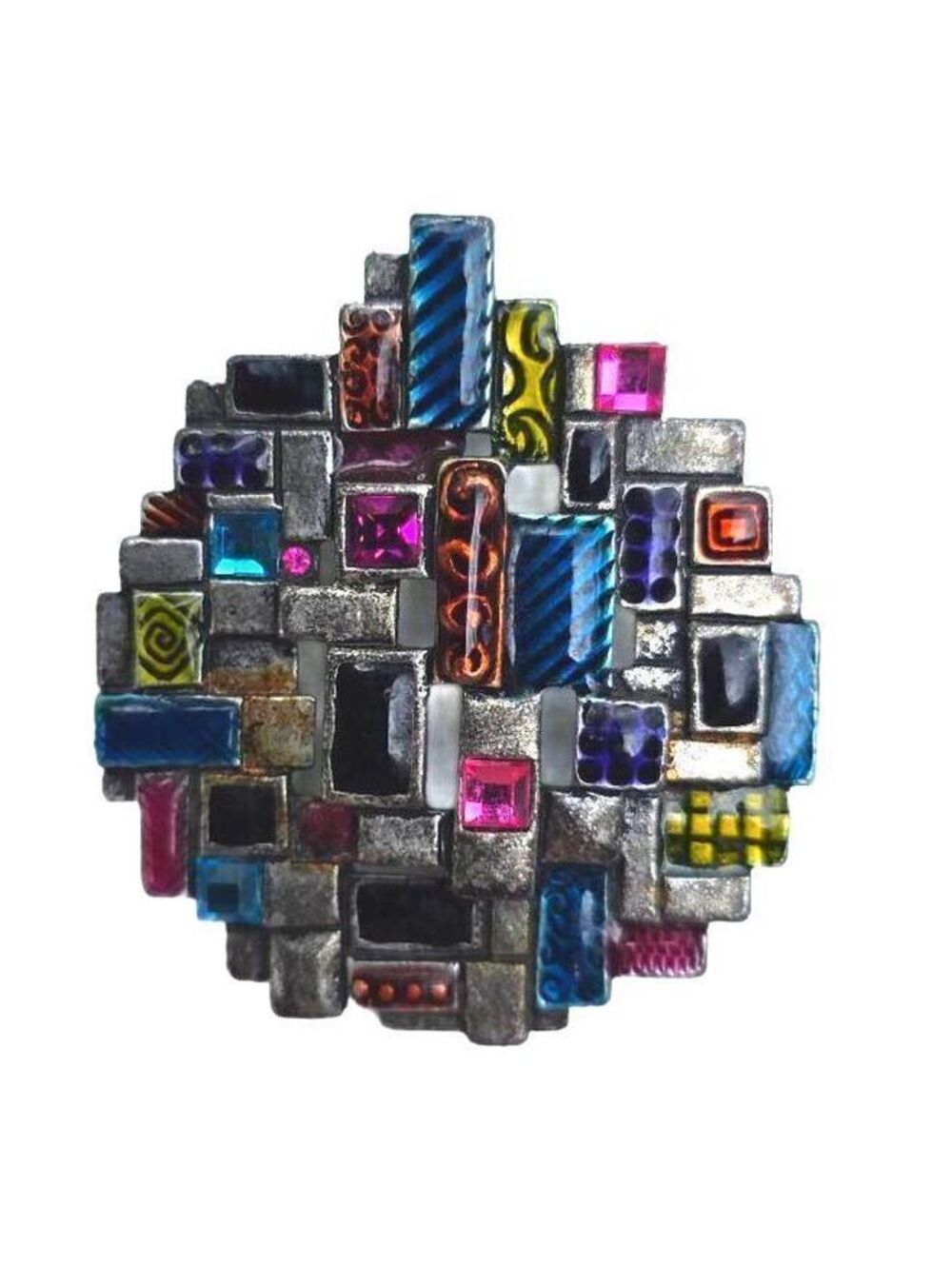 Chico’s Vintage Modernist Multicolor Geometric Mosaic Statement Pendant